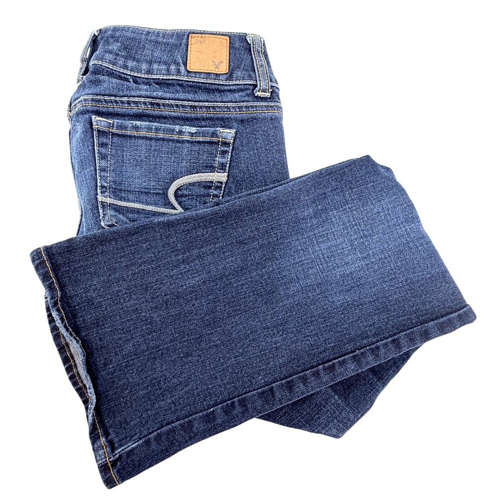 American Eagle Artist Jeans Womens 2 Short Blue Excellent Low Rise Flare Stretch